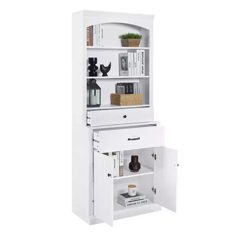 Mobiletto alto contenitore bianco con ante e cassetti, indipendente, montaggio da 1 a 2 persone