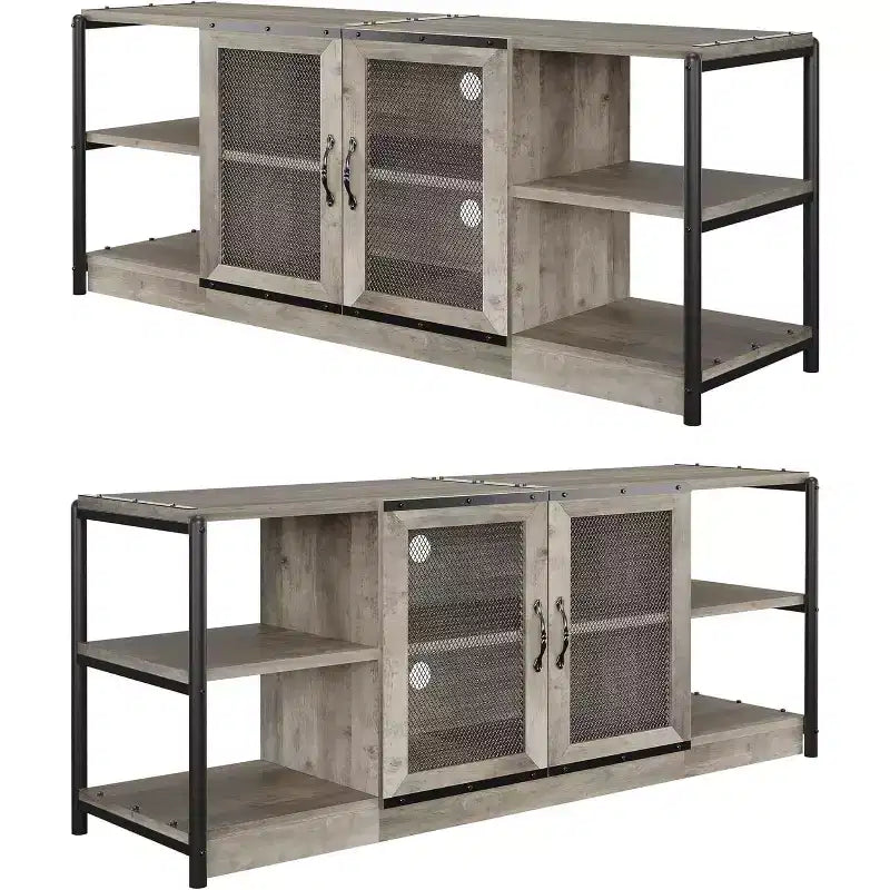 Mobile TV in stile industriale/rustico marrone/grigio per TV da 65–75"