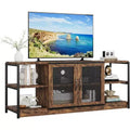 Farmhouse TV Stand for 65/75 inches TVs, Entertainment Center with Storage Cabinet, Industrial Media Console Cabinet Table