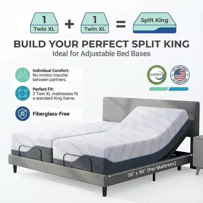 Bianco, rigido, Twin XL, materasso singolo in memory foam