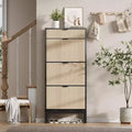 Shoe Storage Cabinet with 3 Flip Drawers & 1 Storage Drawer, 24'' W Narrow Shoe Cabinet with Adjustable Shelf