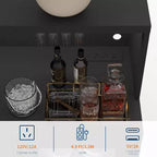 Mobile Bar Rustico Nero con Anta in Vetro con Serratura, Mobile Contenitore Vino e Caffè da 120 cm, Monoutente