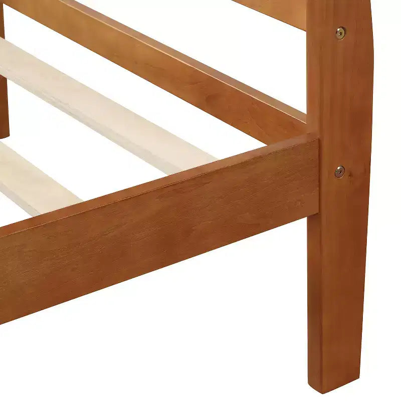Struttura letto a piattaforma matrimoniale in rovere/bianco con testiera e pediera, in legno massello, per 1 persona