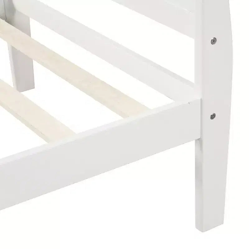 Struttura letto a piattaforma matrimoniale in rovere/bianco con testiera e pediera, in legno massello, per 1 persona