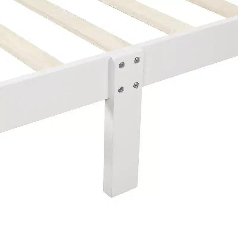 Struttura letto a piattaforma matrimoniale in rovere/bianco con testiera e pediera, in legno massello, per 1 persona