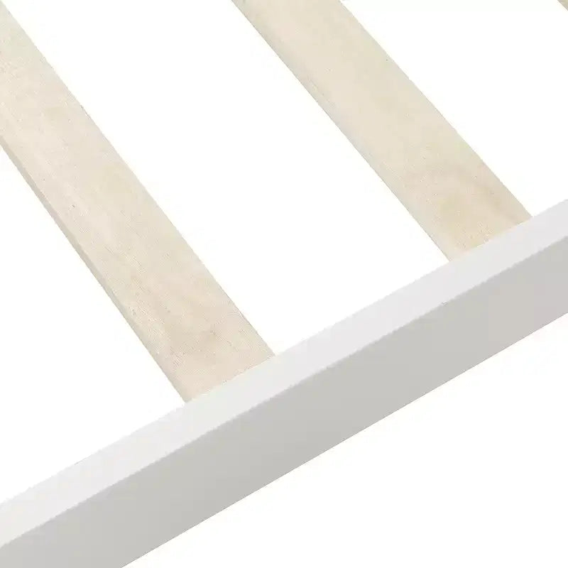 Struttura letto a piattaforma matrimoniale in rovere/bianco con testiera e pediera, in legno massello, per 1 persona