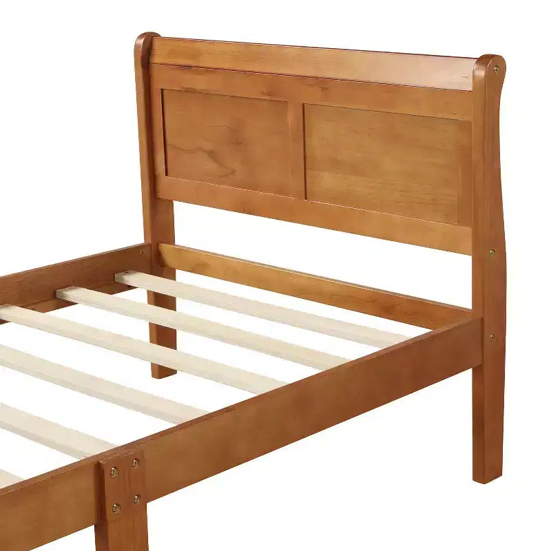 Struttura letto a piattaforma matrimoniale in rovere/bianco con testiera e pediera, in legno massello, per 1 persona