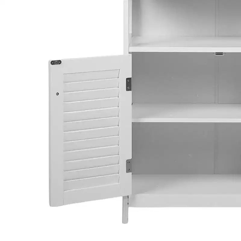 Mobiletto da bagno bianco autoportante con ante a persiana, singolo