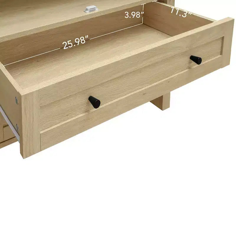 Finitura Legno Naturale, Dispensa ad Arco in Rattan, Montaggio per 1 Persona — 2 Cassetti e 4 Ripiani