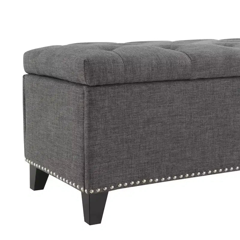 Panca Pouf Contenitore trapuntata Beige/Grigio, monoposto