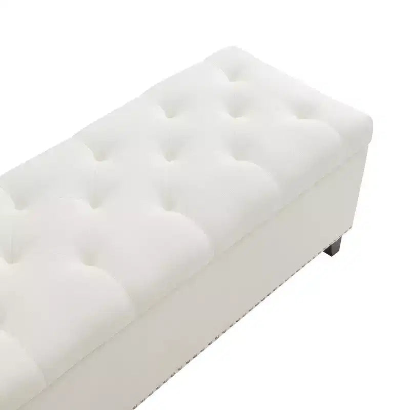 Panca Pouf Contenitore trapuntata Beige/Grigio, monoposto