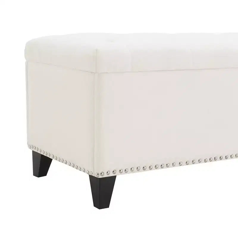 Panca Pouf Contenitore trapuntata Beige/Grigio, monoposto
