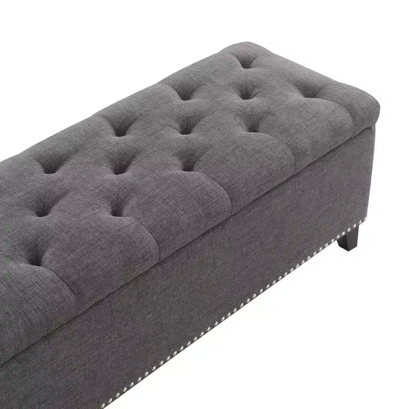 Panca Pouf Contenitore trapuntata Beige/Grigio, monoposto