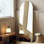 Arched Full Length Mirror 58 Inch 18 Inch Aluminum Frame Gold Wall Mounted Standing Mirror for Living Room Bedroom Hallway