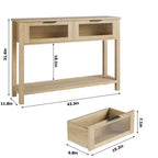 Tavolo Consolle Moderno Stretto Nero/Marrone/Color Legno con 2 Cassetti, 2 Ripiani, Montaggio per 1 Persona
