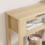 Tavolo Consolle Moderno Stretto Nero/Marrone/Color Legno con 2 Cassetti, 2 Ripiani, Montaggio per 1 Persona