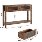 Tavolo Consolle Moderno Stretto Nero/Marrone/Color Legno con 2 Cassetti, 2 Ripiani, Montaggio per 1 Persona