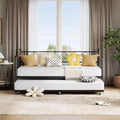 Twin Metal Daybed with Trundle, Premium Steel Slat Support, Space Saving Trundle Sofa Bed for Living Room, Bedroom and Guest Room