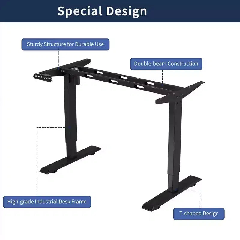 Scrivania elettrica regolabile in altezza 140 cm, Nero e Marrone, a doppia trave, un motore, monoposto