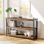 Long Console Table, Wooden Fluted Entryway Table, Sofa Table Behind Couch, Entry Foyer Table for Entryway, Hallway, Living Room