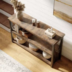 Consolle Marrone Scanalata, 3 Ripiani, Stile Industriale, Larga 120 cm, Uso Singolo
