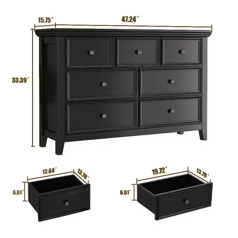 Cassettiera in legno con 7+3 cassetti beige/nera/bianca, montaggio a 1 persona