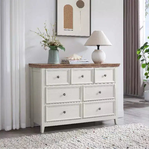 Black Dresser, Modern Dresser for Bedroom, 7 Chest Drawer Nightstand, Large Capacity Wood Cabinet for Bedroom, Living Room, Closets, Hallway