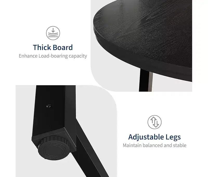Tavolo da pranzo rotondo, beige/nero/marrone/grigio, 4 posti, struttura in metallo e piano in MDF