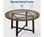 Tavolo da pranzo rotondo, beige/nero/marrone/grigio, 4 posti, struttura in metallo e piano in MDF