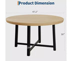 Tavolo da pranzo rotondo, beige/nero/marrone/grigio, 4 posti, struttura in metallo e piano in MDF