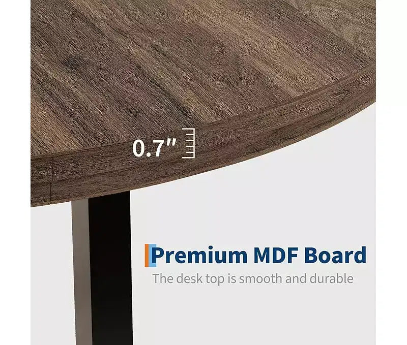 Tavolo da pranzo rotondo, beige/nero/marrone/grigio, 4 posti, struttura in metallo e piano in MDF