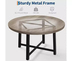 Tavolo da pranzo rotondo, beige/nero/marrone/grigio, 4 posti, struttura in metallo e piano in MDF