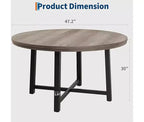 Tavolo da pranzo rotondo, beige/nero/marrone/grigio, 4 posti, struttura in metallo e piano in MDF