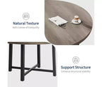 Tavolo da pranzo rotondo, beige/nero/marrone/grigio, 4 posti, struttura in metallo e piano in MDF