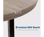 Tavolo da pranzo rotondo, beige/nero/marrone/grigio, 4 posti, struttura in metallo e piano in MDF