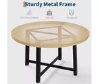 Tavolo da pranzo rotondo, beige/nero/marrone/grigio, 4 posti, struttura in metallo e piano in MDF
