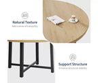 Tavolo da pranzo rotondo, beige/nero/marrone/grigio, 4 posti, struttura in metallo e piano in MDF