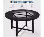 Tavolo da pranzo rotondo, beige/nero/marrone/grigio, 4 posti, struttura in metallo e piano in MDF