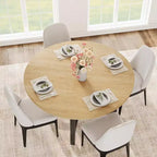 Round Dining Table for 4-47 Wood Circle Dinner Table with Metal Frame, Farmhouse Kitchen Dining Room Furniture for Home