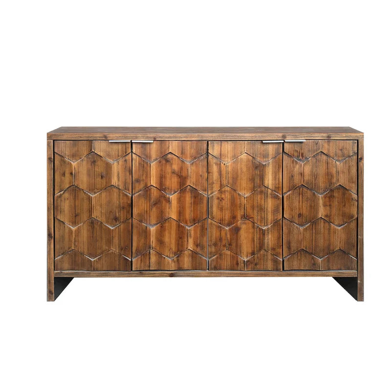 Credenza decorativa in legno stile rustico con 4 ante