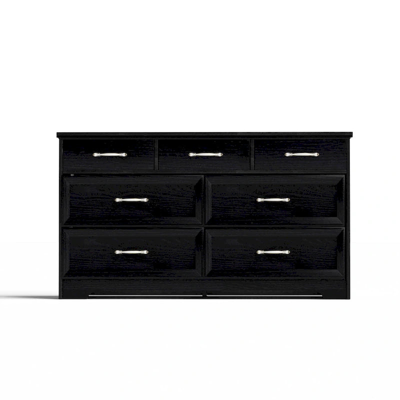 Μοντέρνα συρταριέρα υπνοδωματίου με 3 συρτάρια και κομό με 7 συρτάρια, οργανωτής ρούχων, μεταλλικά χερούλια
