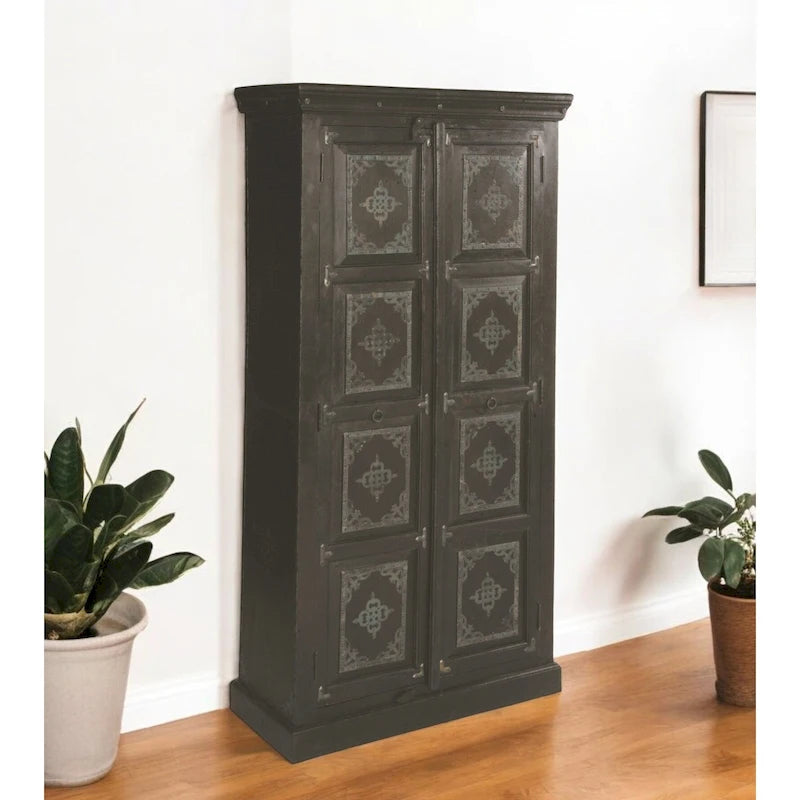 Dispensa o armadio contenitore in legno massello marrone scuro alto 72 in, 36 in L x 72 in H x 16 in P