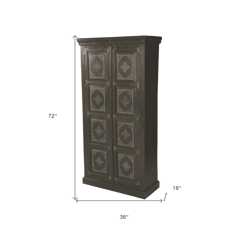 Dispensa o armadio contenitore in legno massello marrone scuro alto 72 in, 36 in L x 72 in H x 16 in P