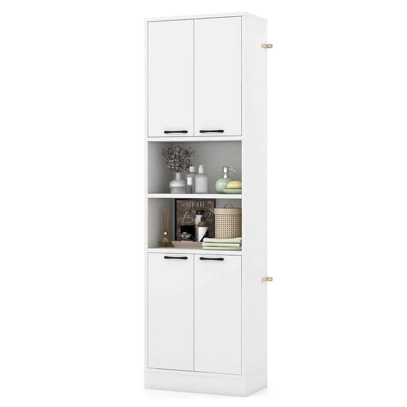Mobile contenitore alto da bagno da 75 in con 4 ante e 2 vani aperti