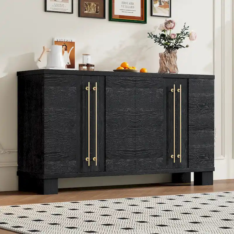 Credenza a buffet con ripiani regolabili e maniglie dorate
