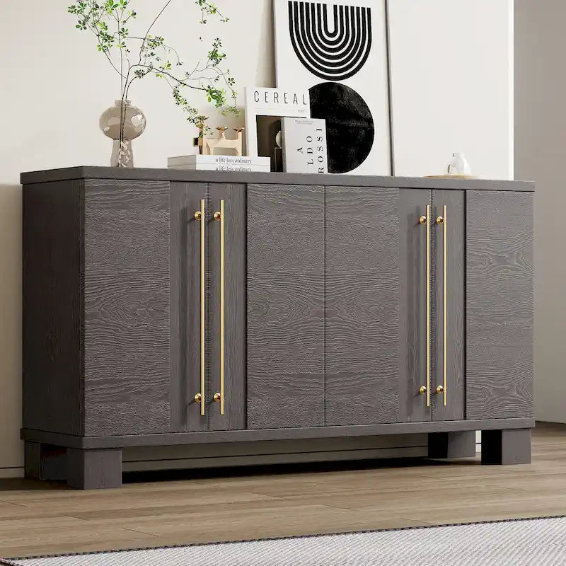 Credenza a buffet con ripiani regolabili e maniglie dorate