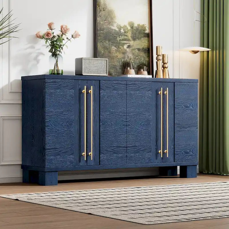 Credenza a buffet con ripiani regolabili e maniglie dorate