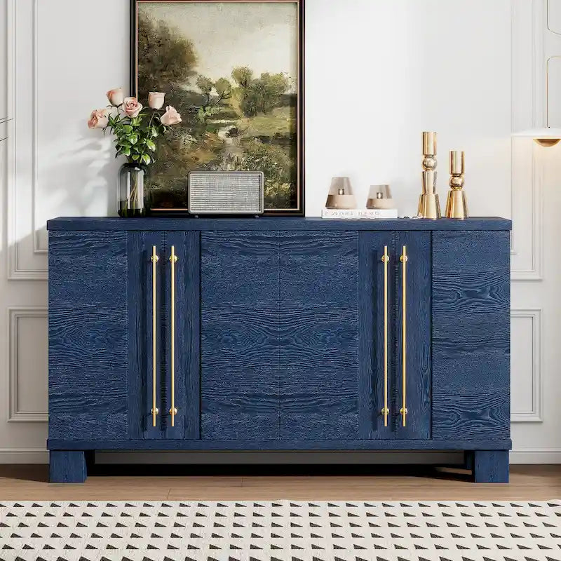 Credenza a buffet con ripiani regolabili e maniglie dorate