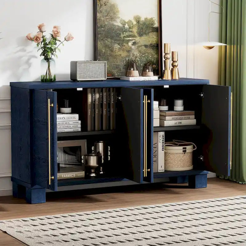 Credenza a buffet con ripiani regolabili e maniglie dorate