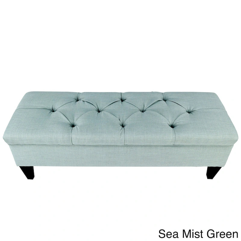 Tufted Upholstered Long Storage Bench Ottoman